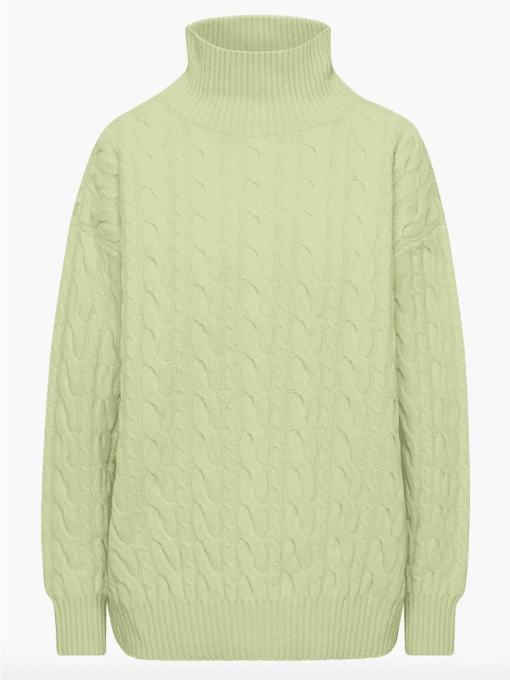 Babaton Aritzia Stargaze Turtleneck Palm Green Cable Knit Merino Wool Large - Picture 10 of 10